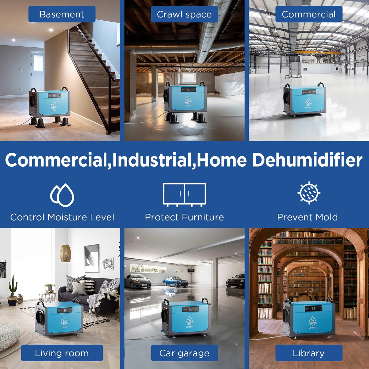 113 Pints Commercial Dehumidifier with Drain Hose W4221