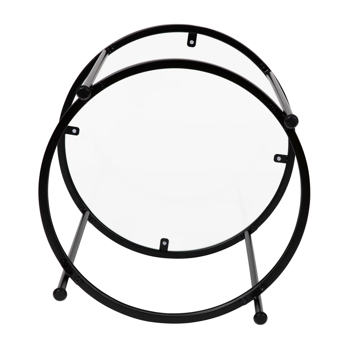 Round Glass End Table with Black Frame E78070