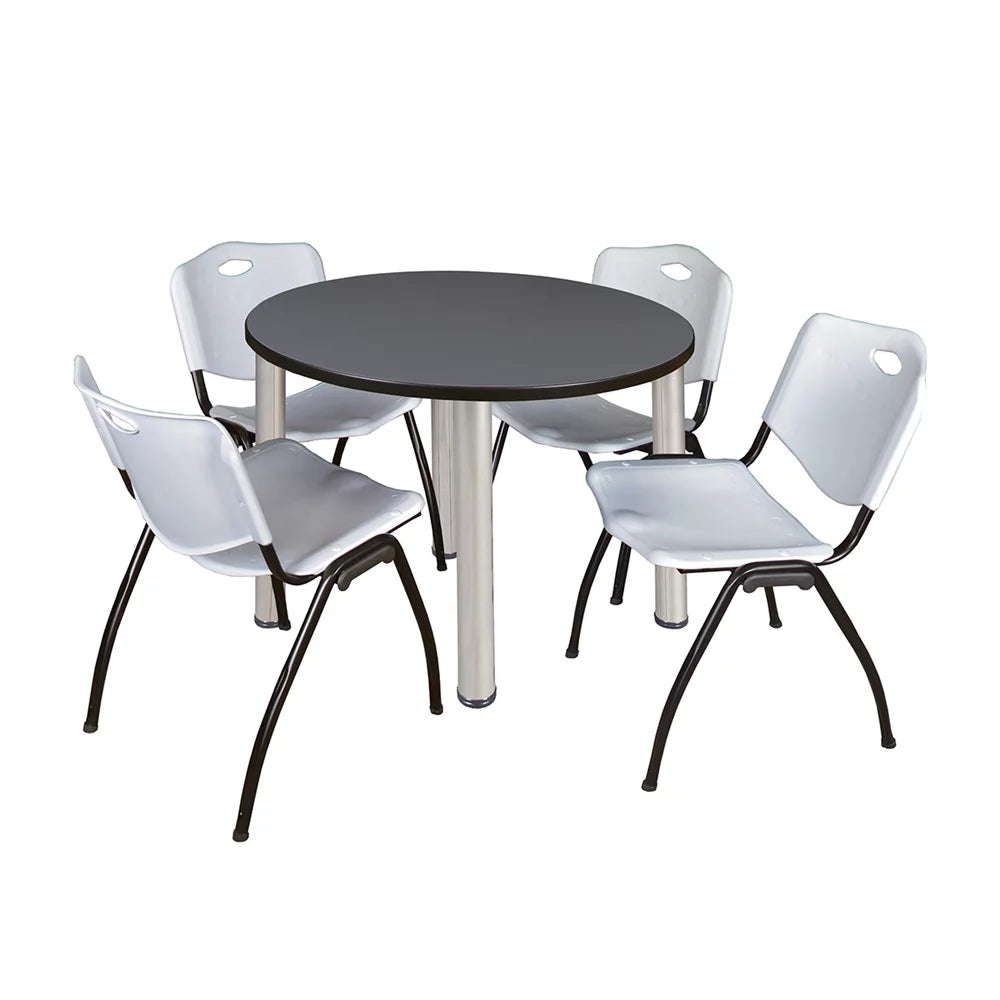 42" Round Breakroom Table & 4 Stack Chairs H949965