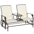 Gray Outdoor Glider Bench with Center Table H8095