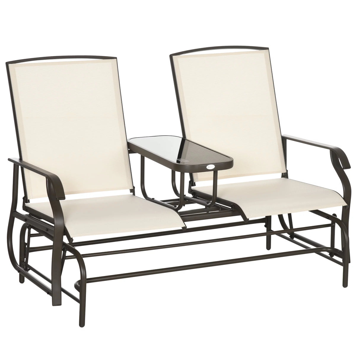 Gray Outdoor Glider Bench with Center Table H8095
