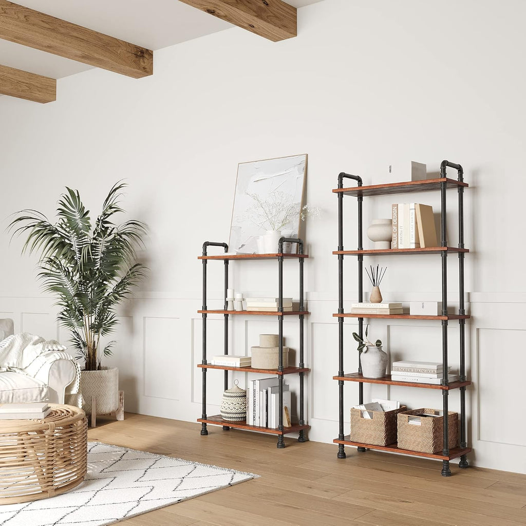 5-Tier Pine and Metal Etagere Bookcase M4395