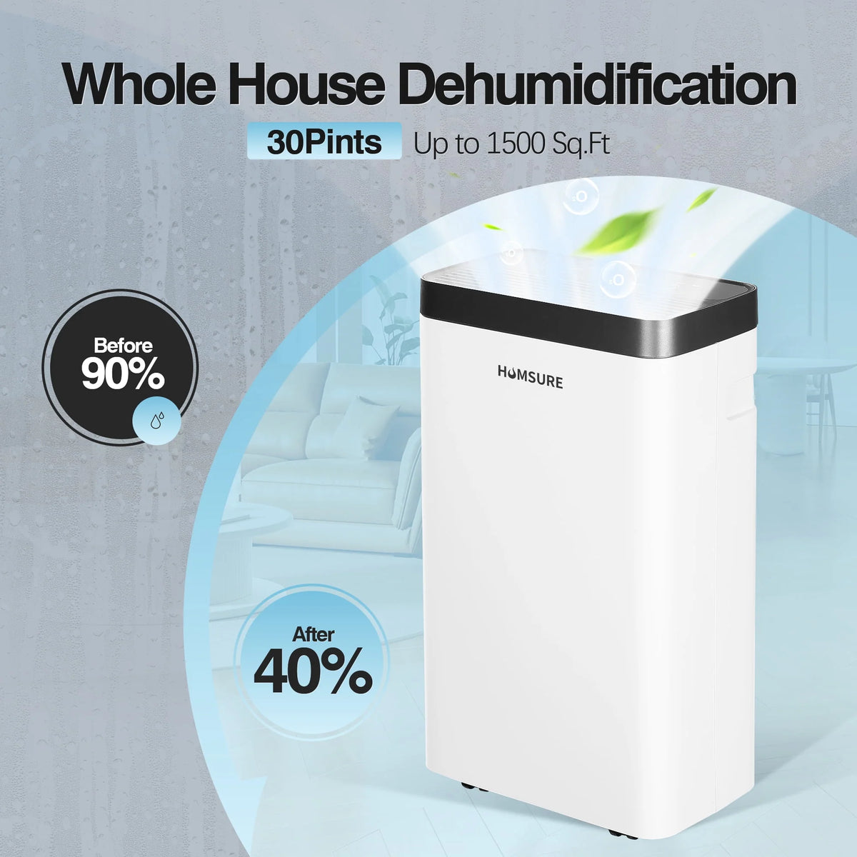 22 Pints Portable Dehumidifier with Drain Hose B479