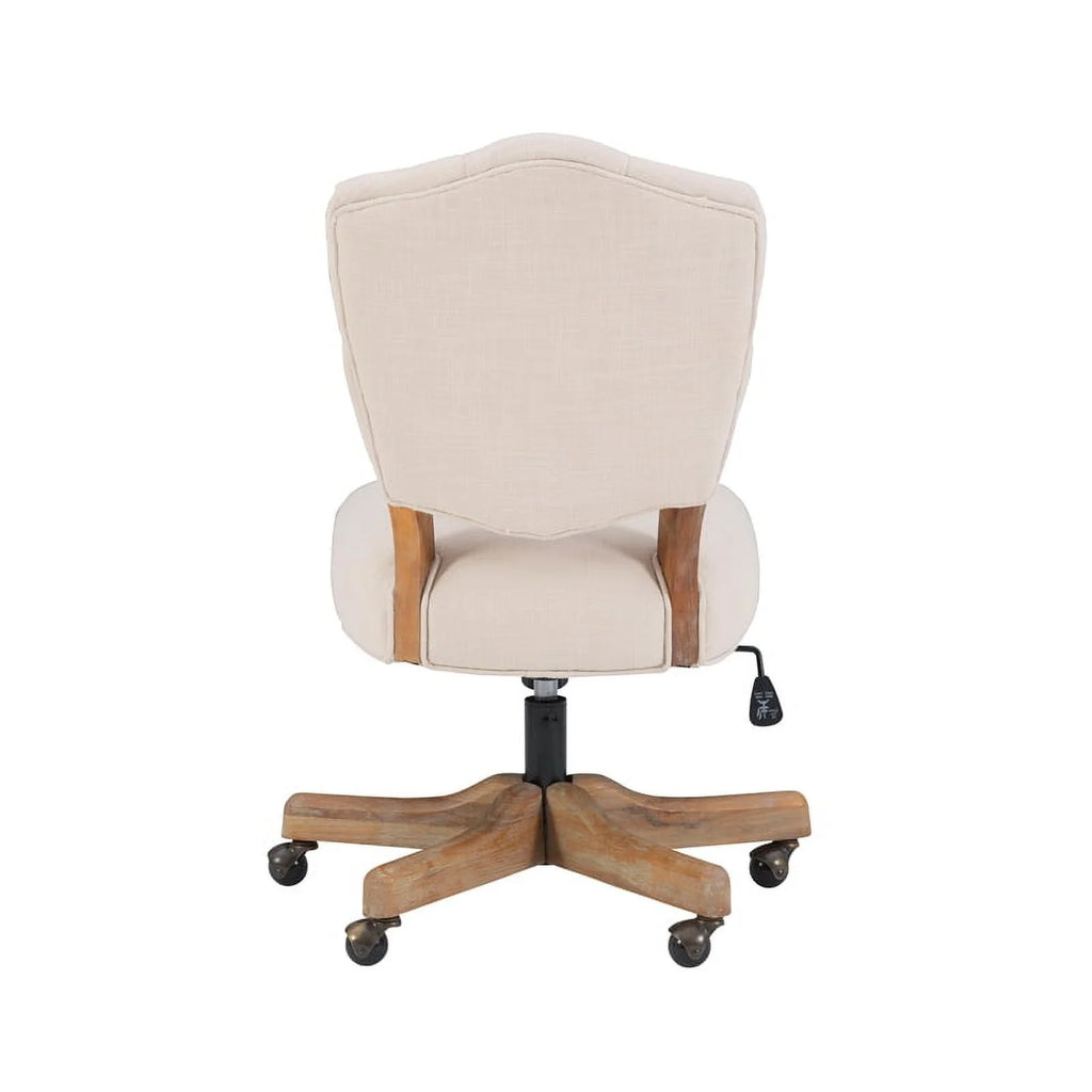 Beige Wood Upholstered Swivel Office Chair Q20142