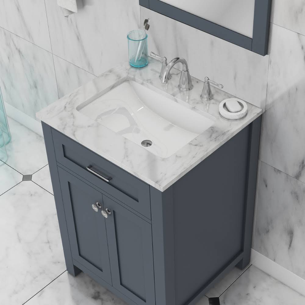 24 in. Single Gray Bathroom Vanity with Carrera Marble Top L5330