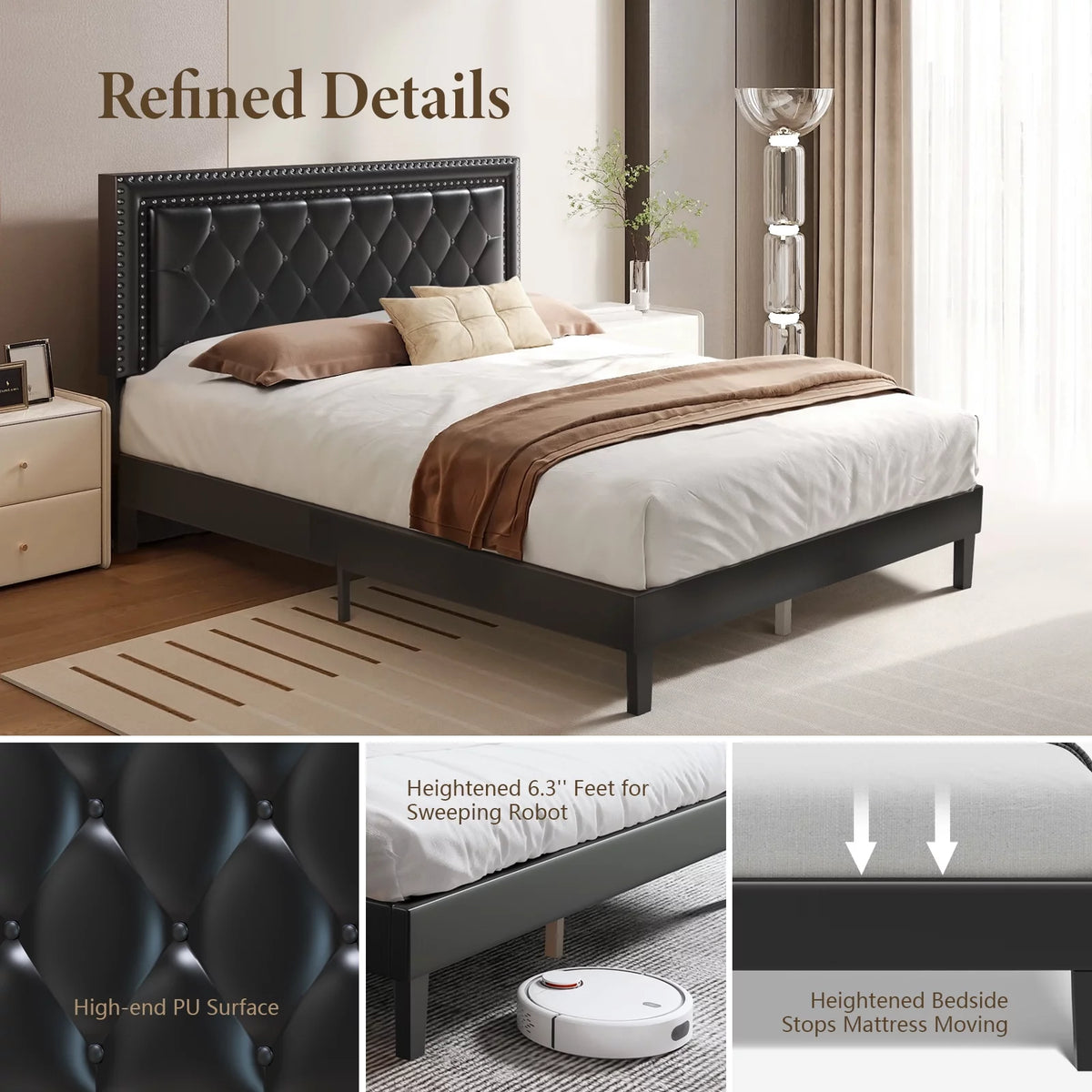 Queen Size Wood Slat Bed Frame N644