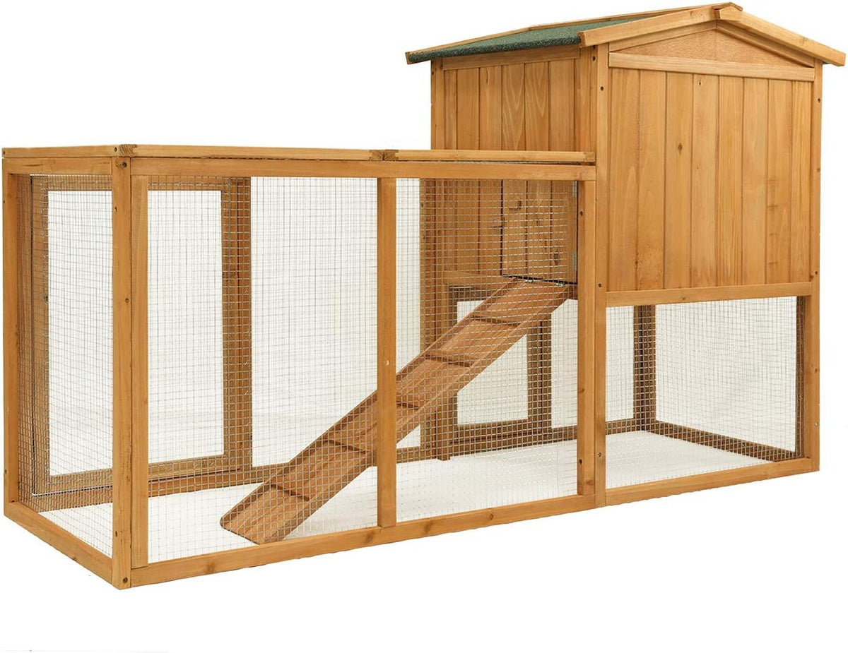 Large Wooden Outdoor Chicken Coop with Removable Tray & Ramp K43023
