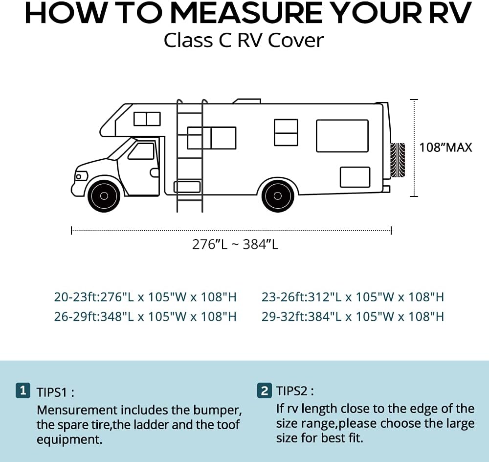 Class C RV Cover, 6-ply Camper Cover, Fits 20 - 23Ft Motorhome O584