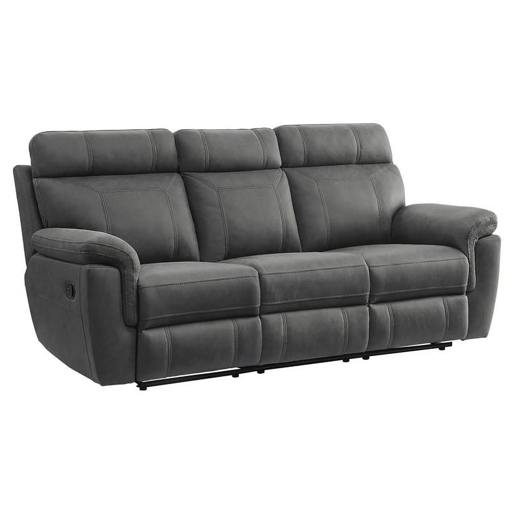Microfiber Double Reclining Sofa with Cup Holders in Gray H934393