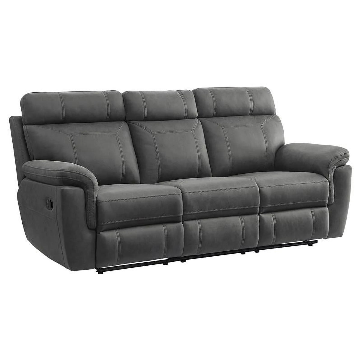 Microfiber Double Reclining Sofa with Cup Holders in Gray H934393