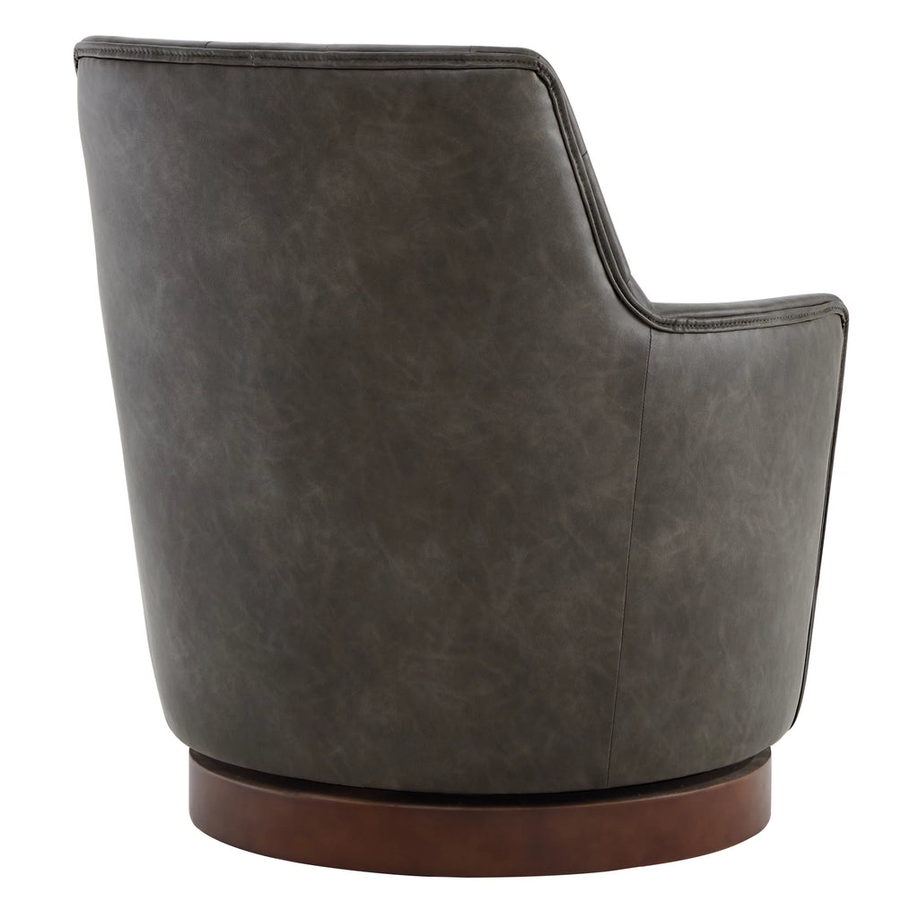 Dark Gray Faux Leather Swivel Barrel Accent Chair B264484