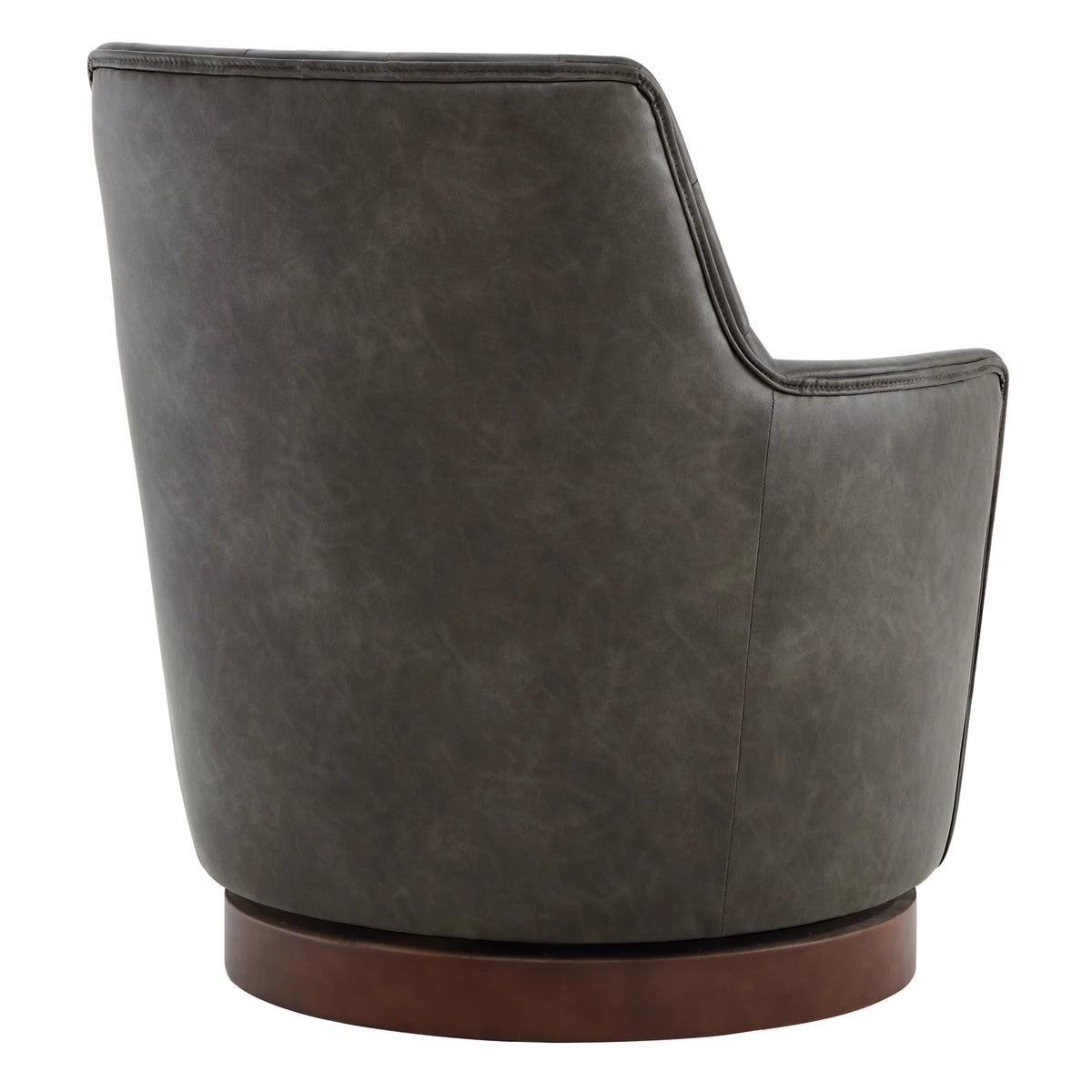 Dark Gray Faux Leather Swivel Barrel Accent Chair B264484