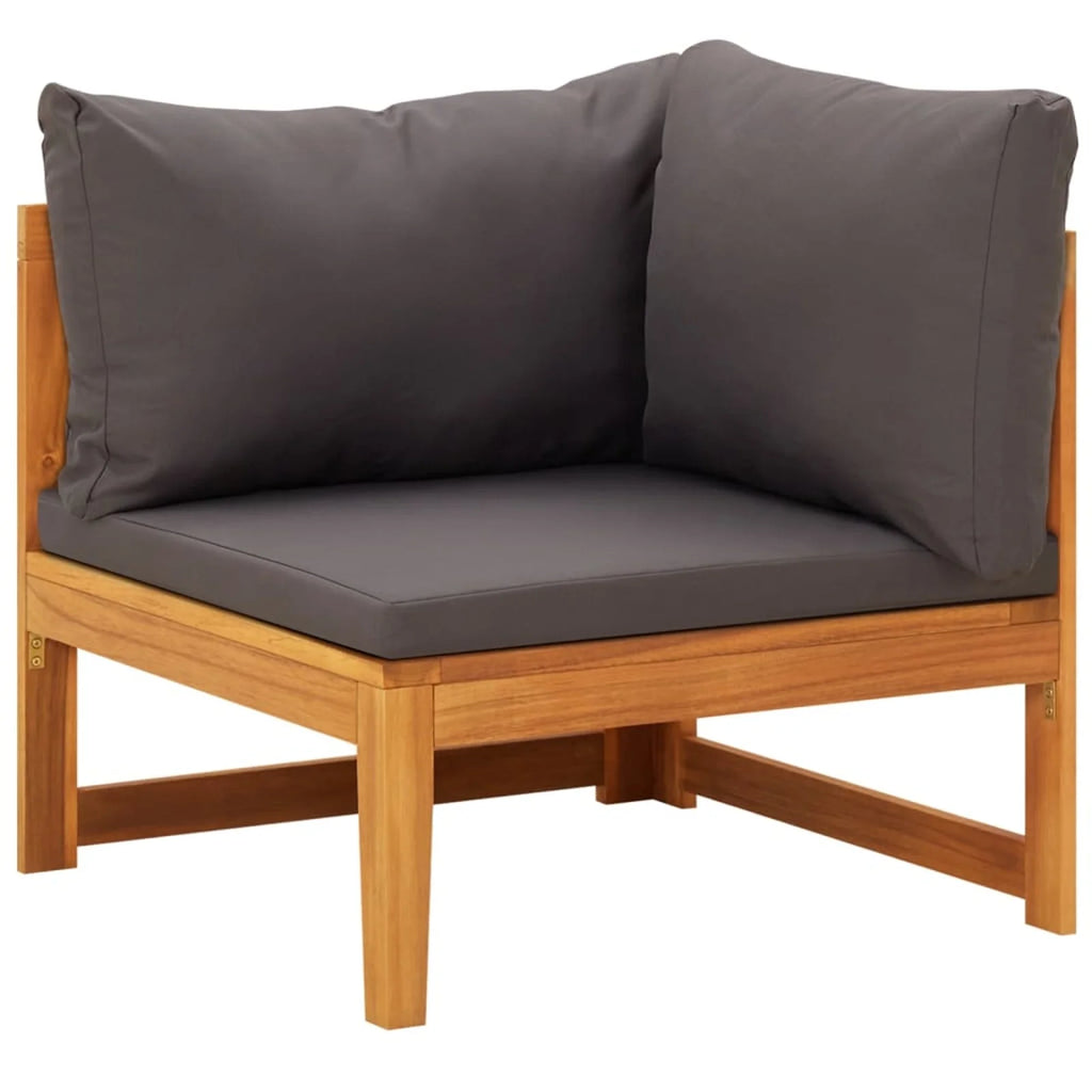 3 Piece Dark Gray Cushioned Acacia Wood Patio Lounge Set K436475