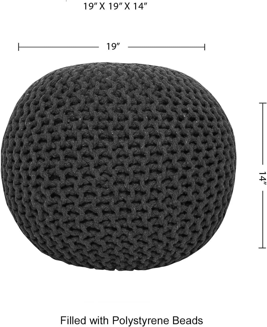 Hand Knitted 100% Cotton Round Pouf Ottoman K1085