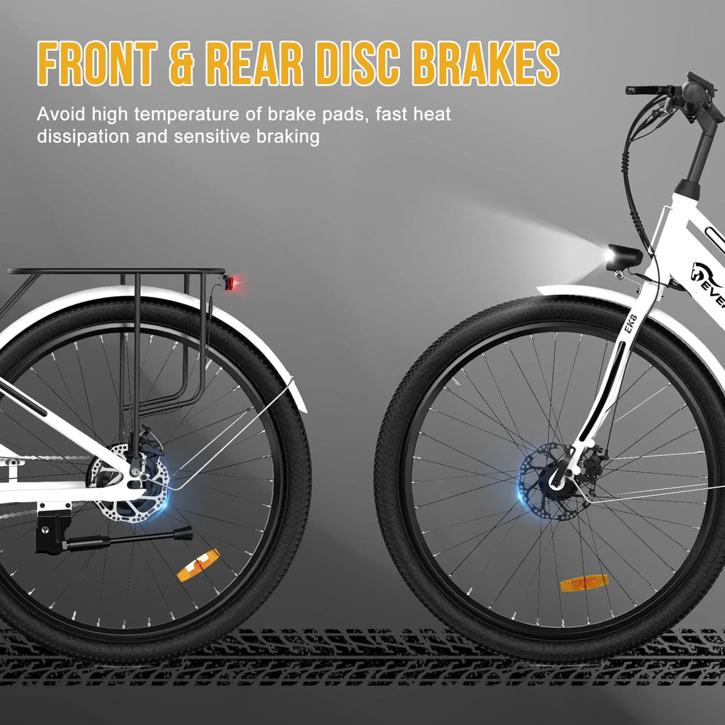 Electric Bike 26 500W Motor Mountain Bike 36V Removable Battery White N605