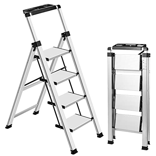 5 Step Aluminum Folding Ladder with Anti-Slip Wide Pedal O779007