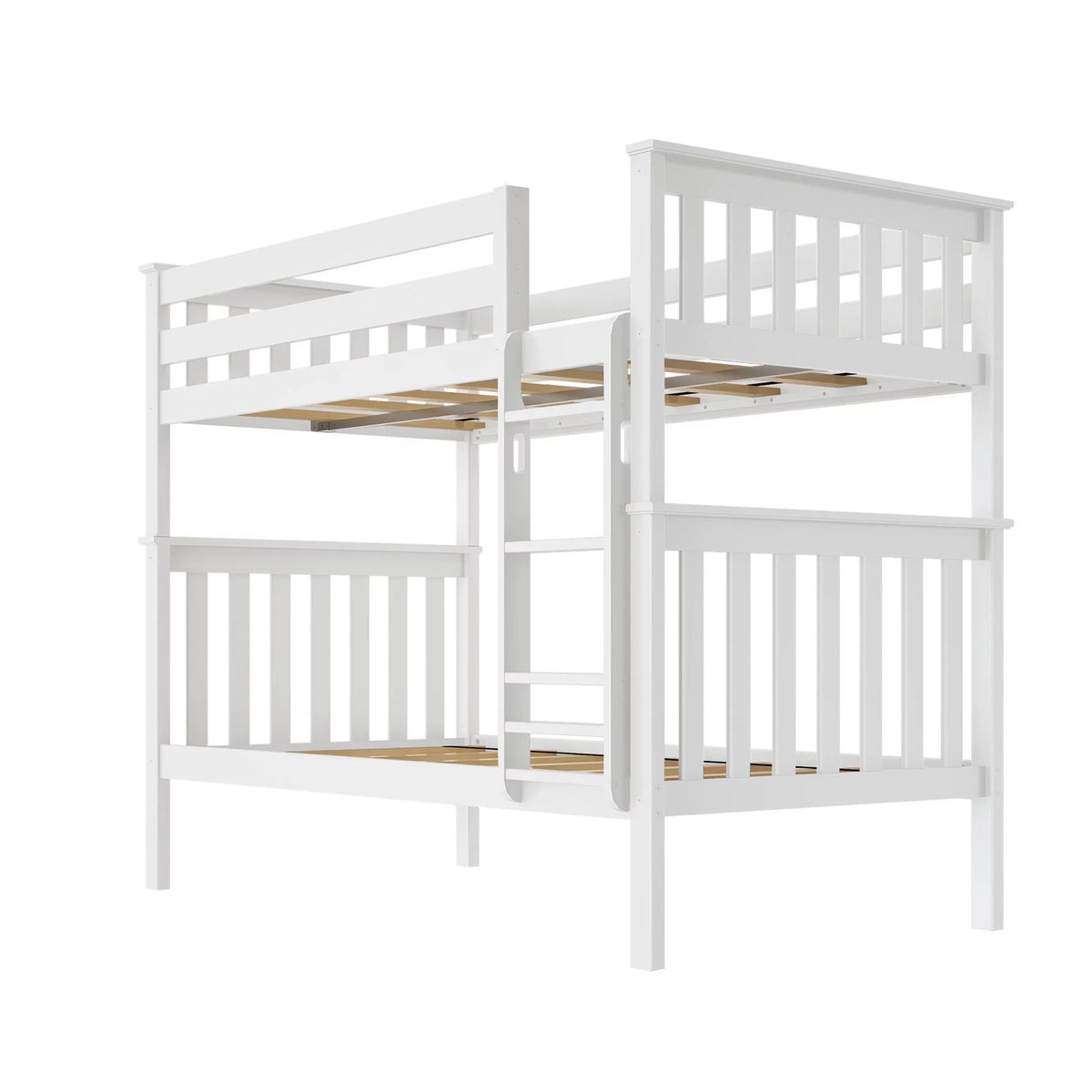 Wooden Twin over Twin Bunk Bed with Ladder White W815949