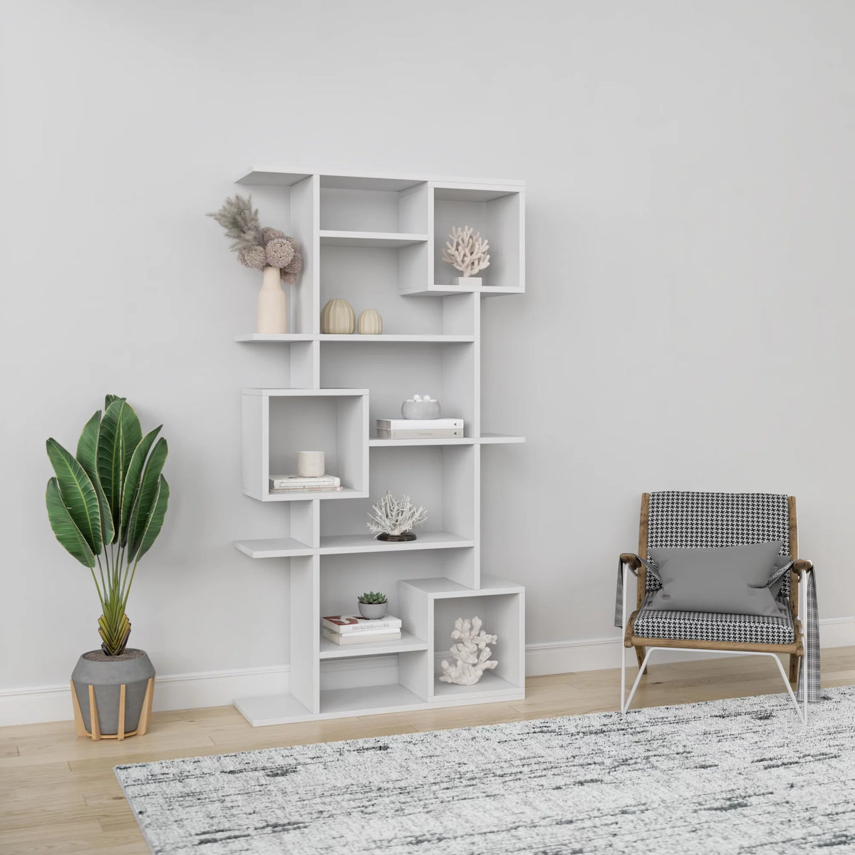 White Multiple Tier Open Shelf Bookcase Z6042