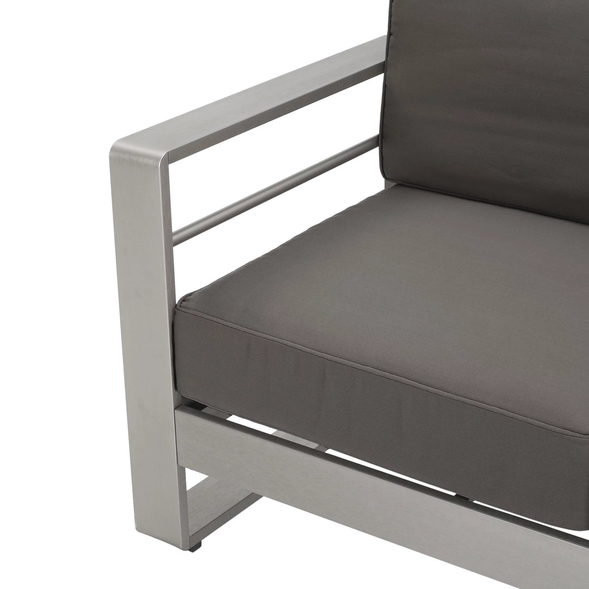 Light Gray and Gray 7 Seater Aluminum Chat Set with Fire Pit A630