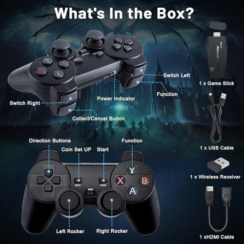 Wireless Retro Game Console with 20000+ Games, 9 Emulators, 4K Output, 2.4GHz Controller, 64G Z8202
