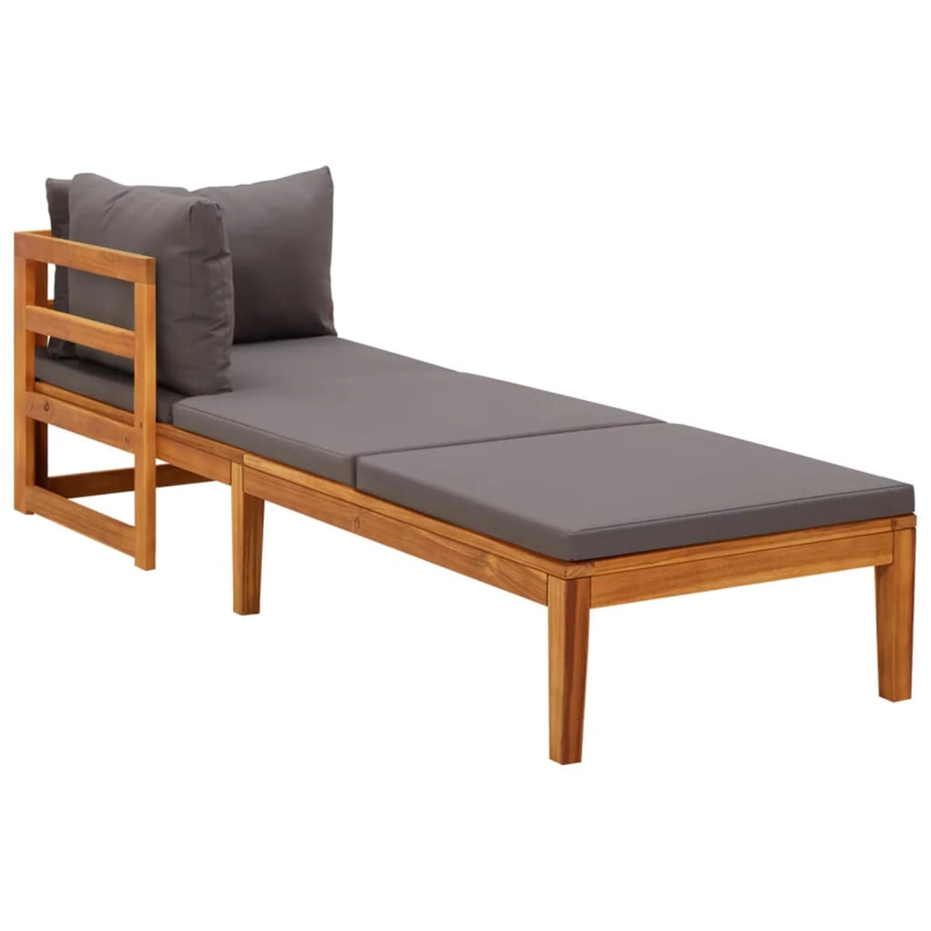 3 Piece Dark Gray Cushioned Acacia Wood Patio Lounge Set K436475