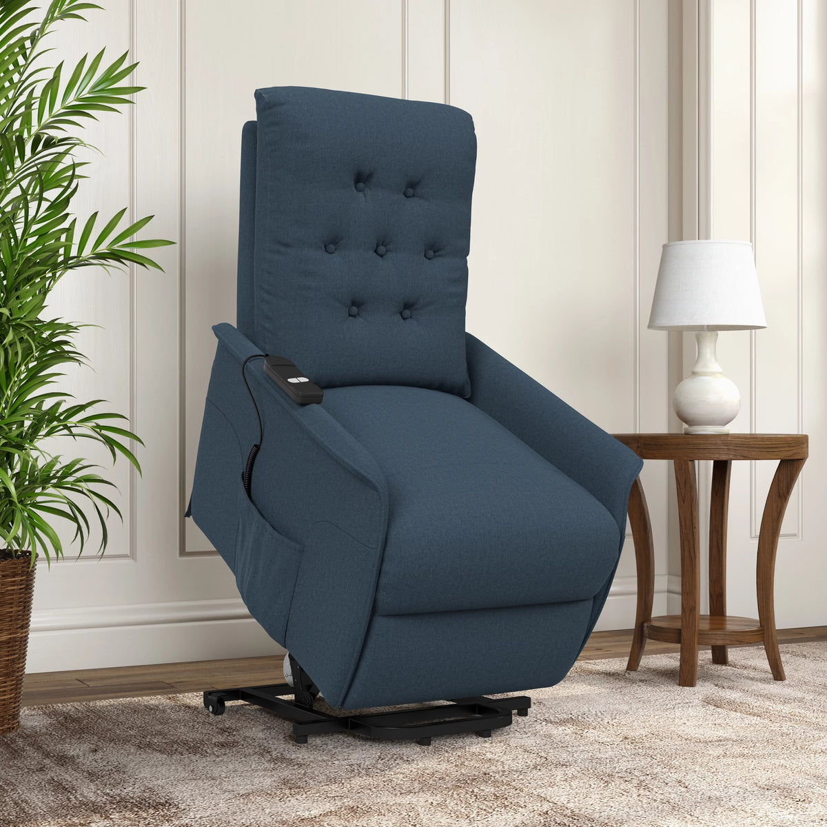 Blue Velour Power Recline and Lift Chair F520228