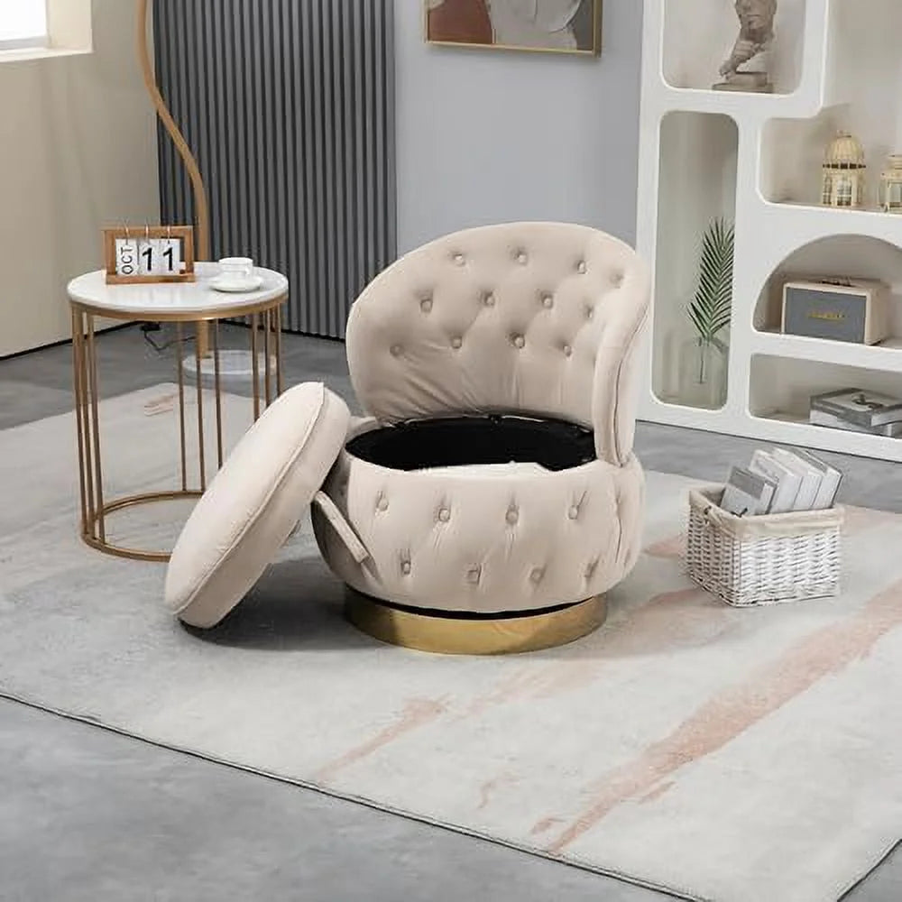 Round Swivel Chair with Tufted Back and Cushion E828551