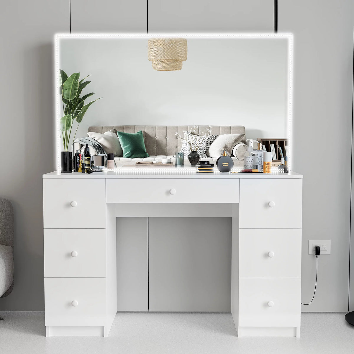 White Painted Vanity Table H374893