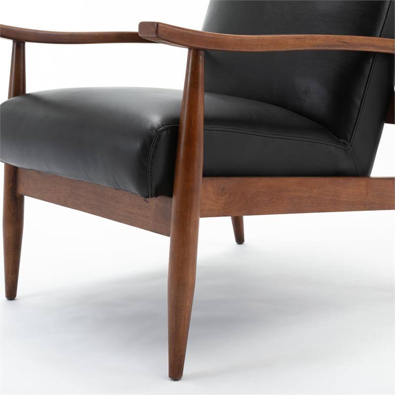 Black Leather Accent Chair W5075