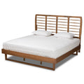 Brown Finished Wood King Size Platform Bed J496769