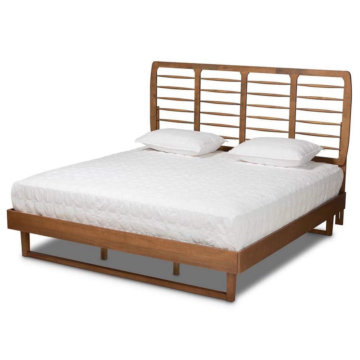 Brown Finished Wood King Size Platform Bed J496769