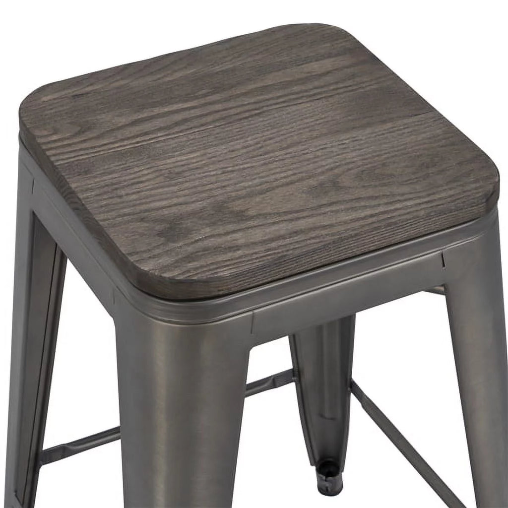 24" Counter Bar Stool with Wooden Seat N6125
