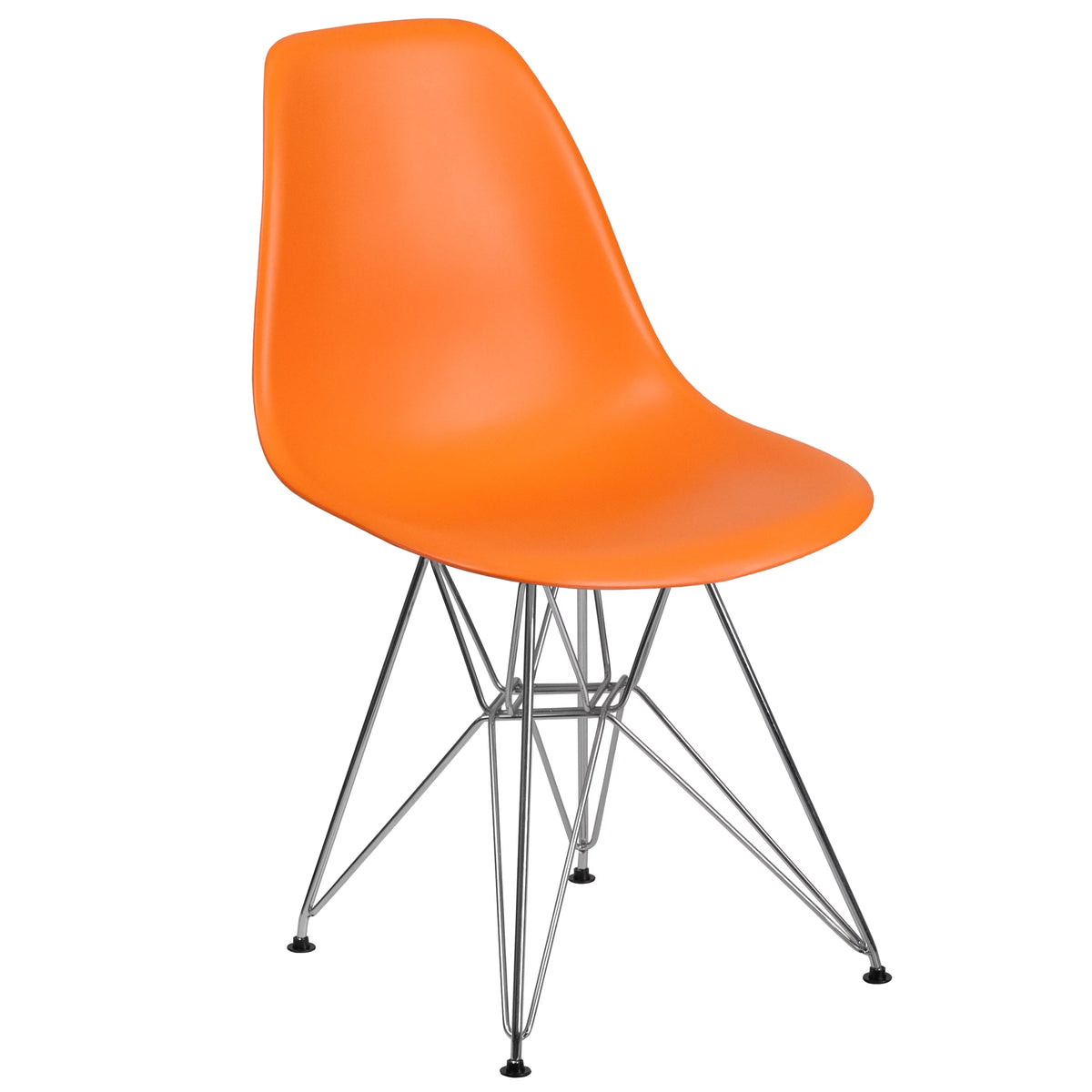 Orange Plastic Chair with Chrome Base E640