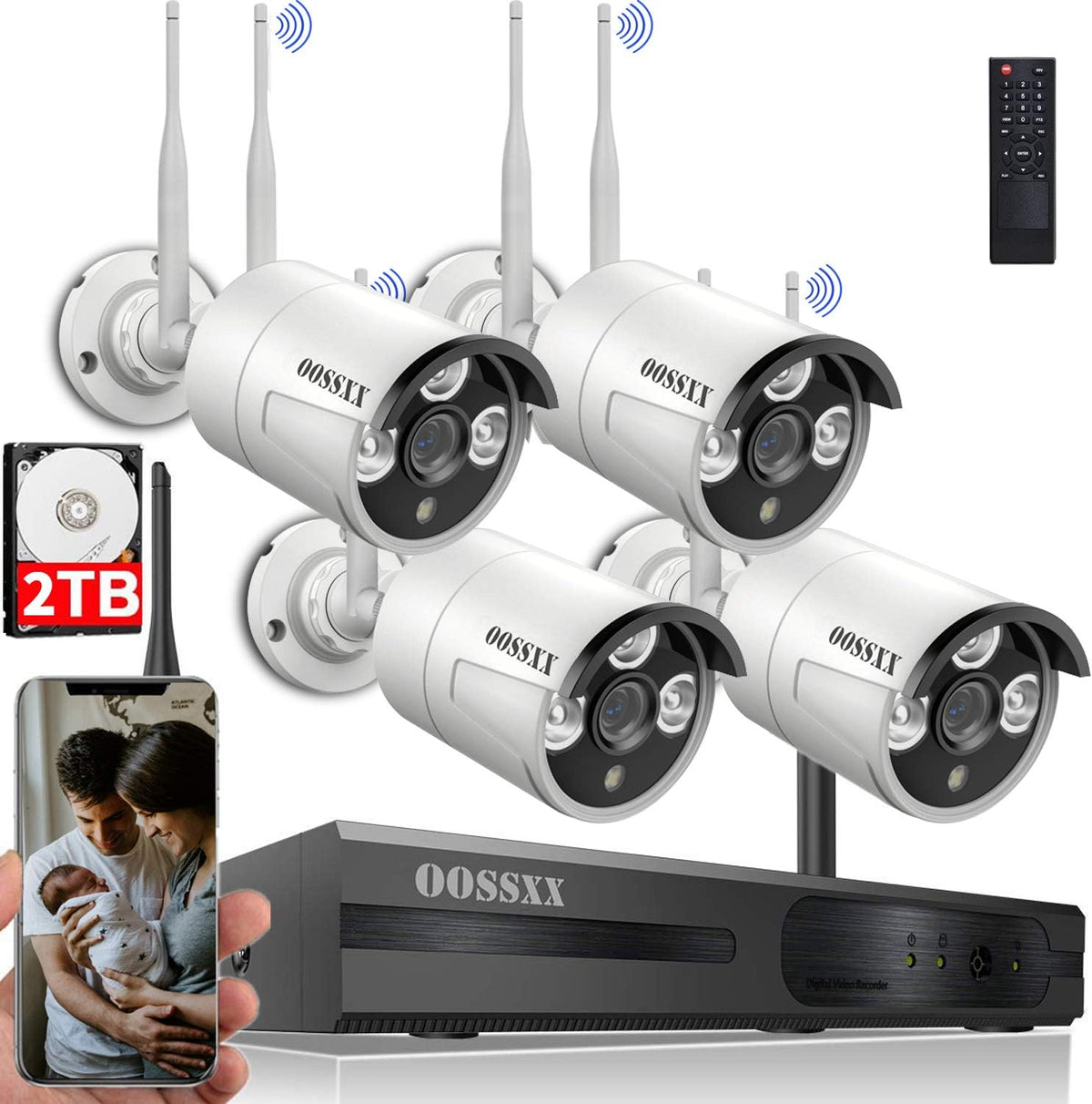 3K 5.0MP Wireless Security Camera System with 1TB Hard Drive J877