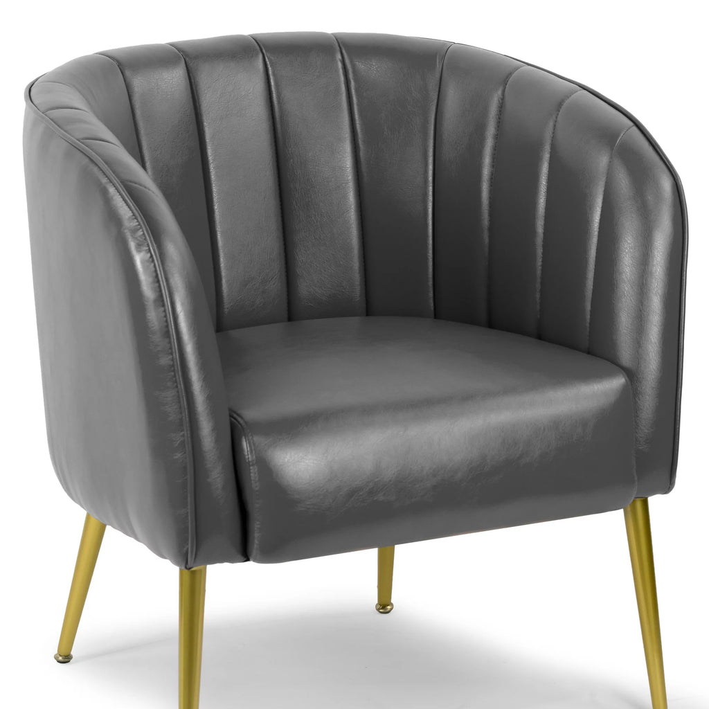 Grey Faux Leather Accent Chair X7939