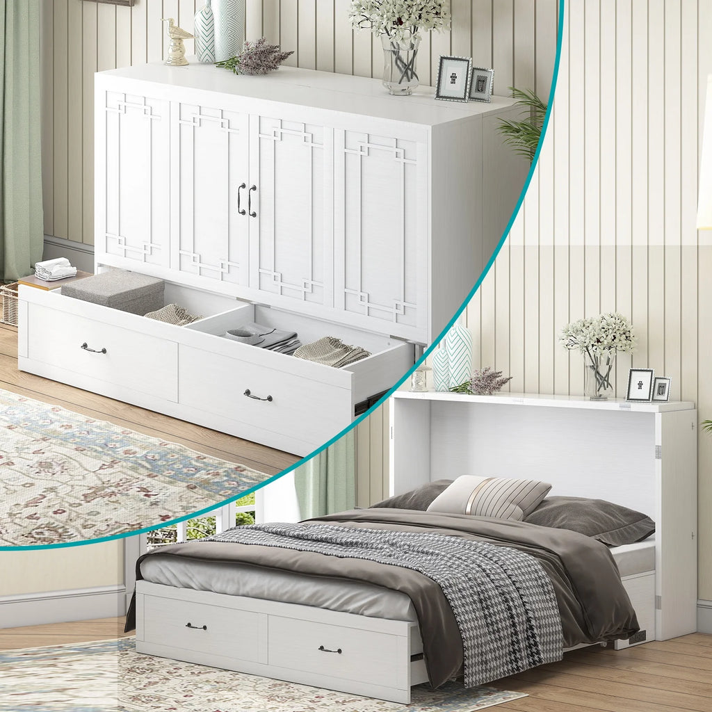 Queen Size Murphy Bed Chest with Foam Mattress F55605