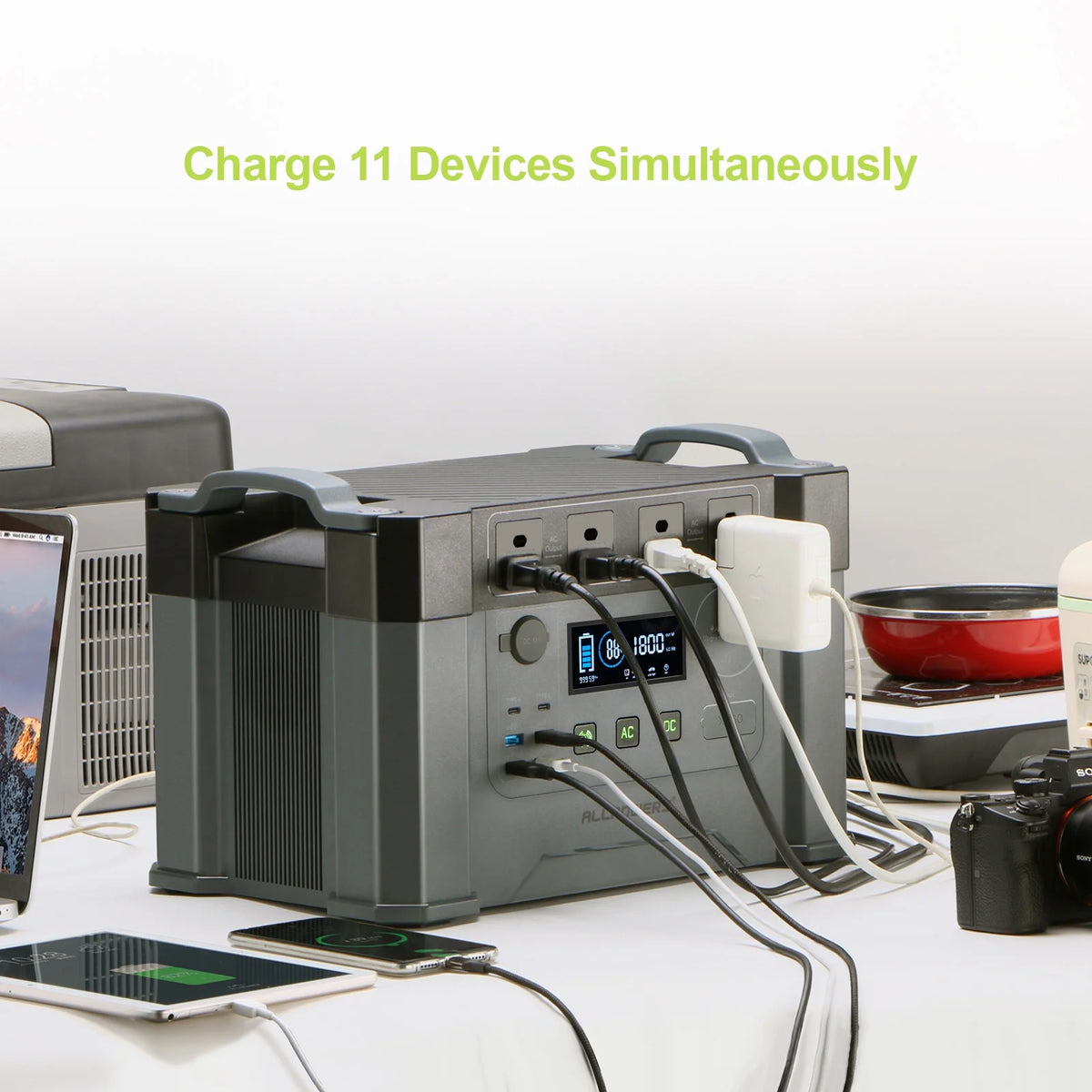 2000W 1500Wh Portable Power Station with 2 Pack 100W Foldable Solar Panel A152690