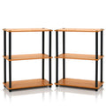 3-Tier Compact Multipurpose Shelf Display Rack, Light Cherry, Set of 2 K520188