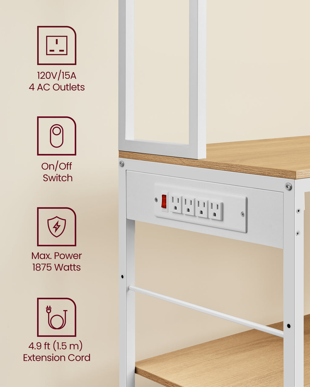 Bakers Rack with Charging Station A741897