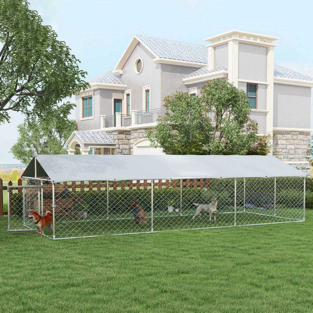Large Outdoor Dog Kennel with Waterproof UV Resistant Roof Z284
