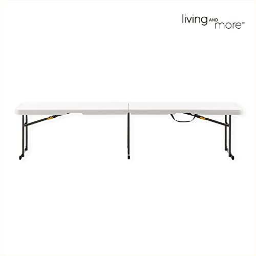 6 Foot Fold-in-Half Bench with Steel Frame, White F29954