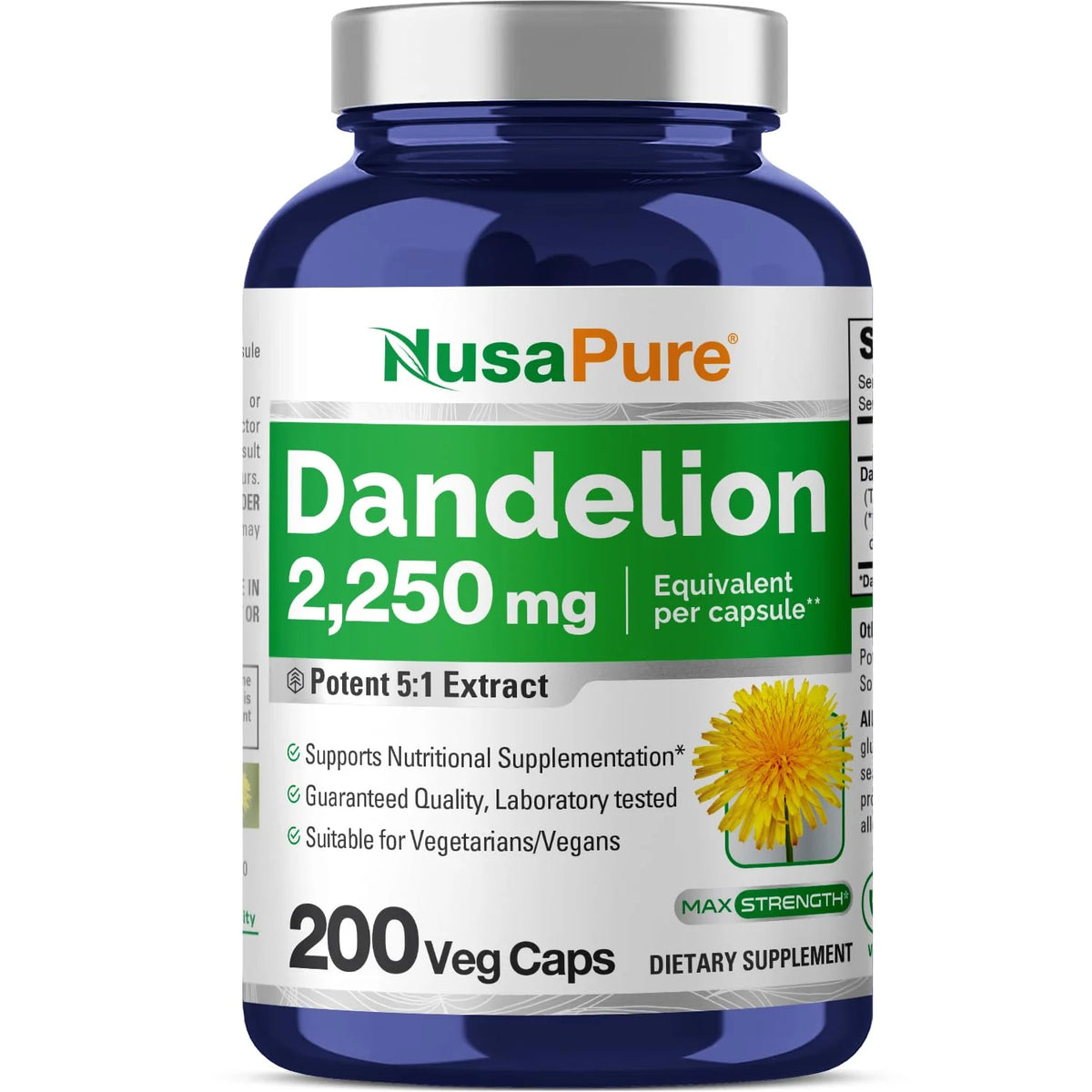 Dandelion Root Extract 2,250mg 200 Veggie Capsules Non-GMO E40531