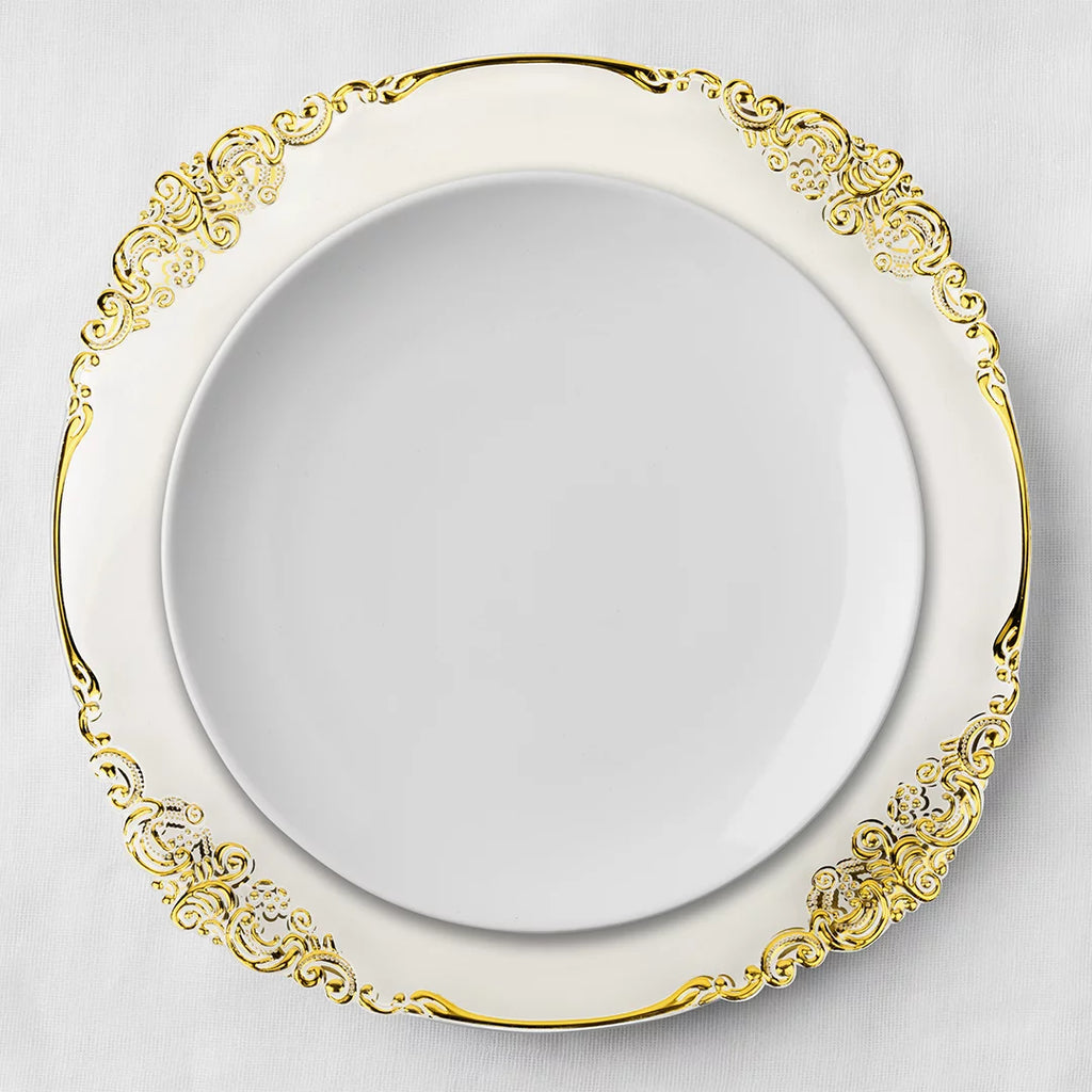 Clear Acrylic Charger Plates with Gold Rim Set of 4 V229