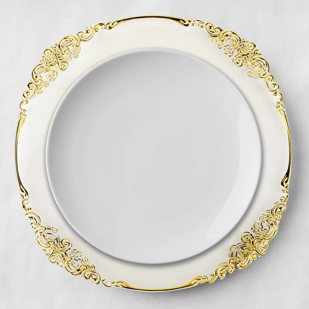 Clear Acrylic Charger Plates with Gold Rim Set of 4 V229