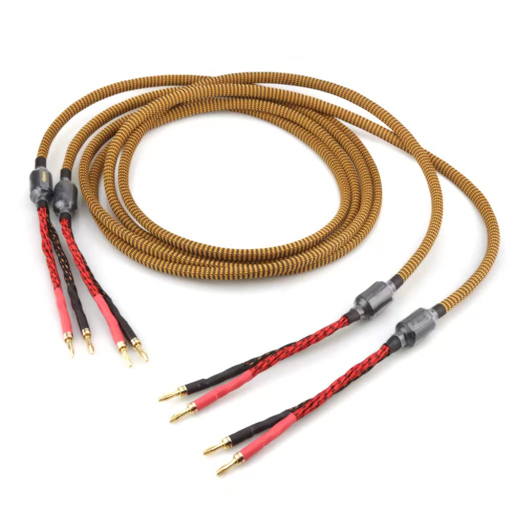 OFC Speaker Cable with 8 Banana Plugs, 9.89ft Nylon Braid Pack of 2 S1229
