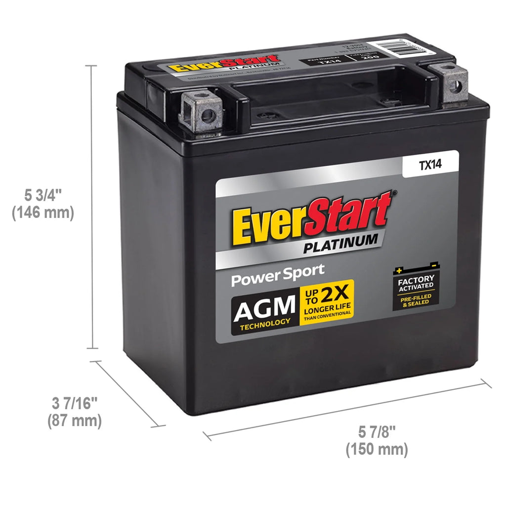 AGM Power Sport Battery Group Size TX14 12 Volt 200 CCA W562