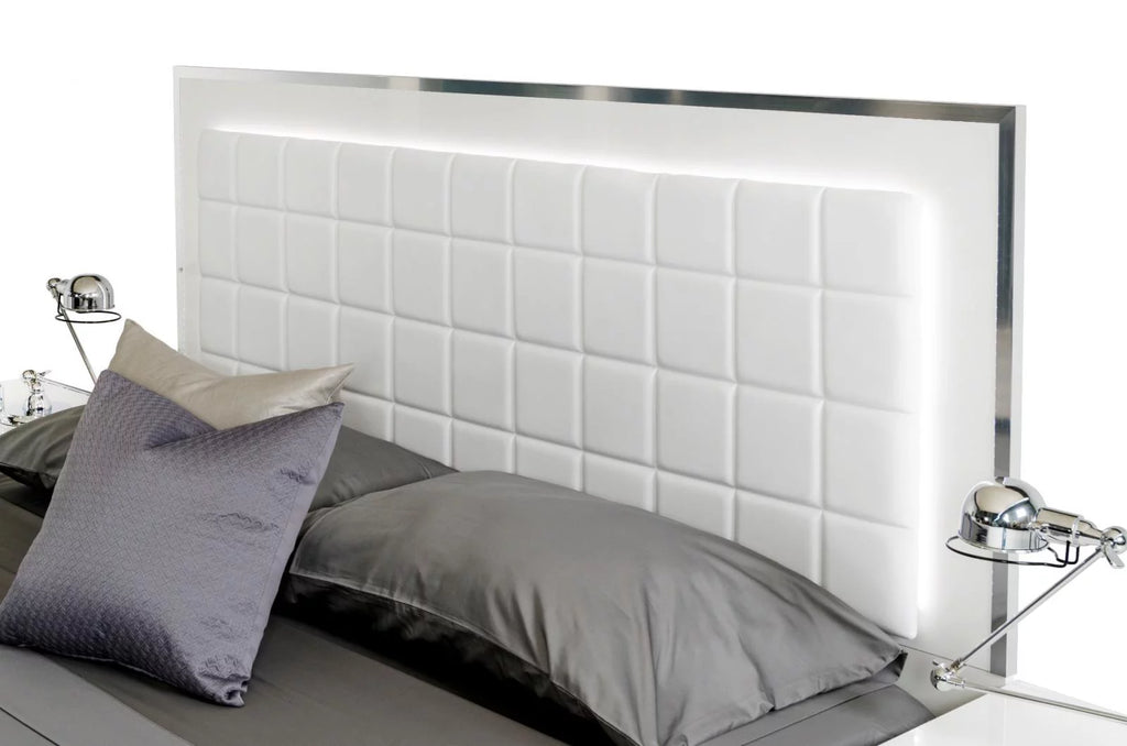White Glossy Finish King Platform Bed X570