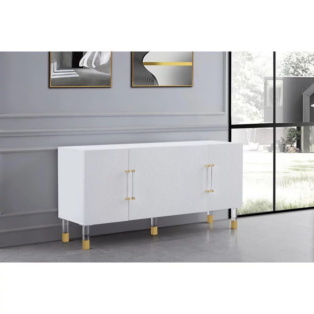 White Cabinet with Gold Acrylic Accents G6958