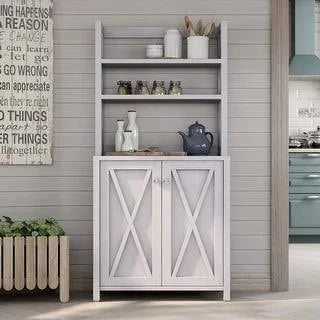 Rustic Grey Multi-Shelf Microwave Cabinet F346474