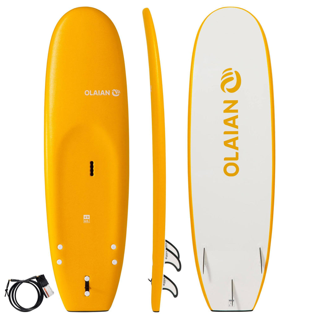 6&8x22 Foam Surfboard with Leash and 3 Fins Z9344